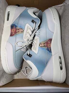 Kito Wares Mother Mary Tribus Sneakers Monastery Blue Chapel White Ash Grey Sz 9